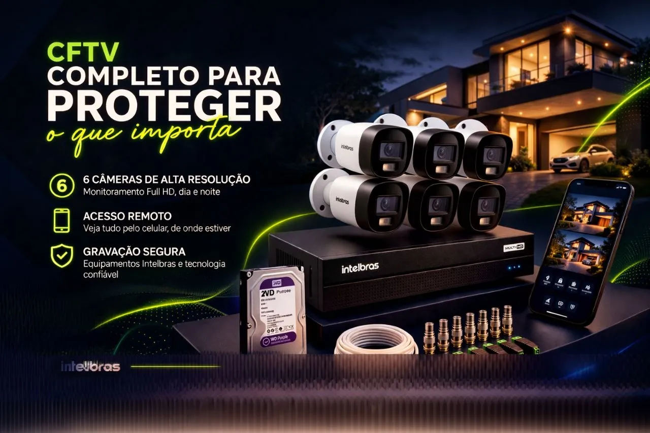 Kit Intermediário com 6 câmeras instalado em Belo Horizonte